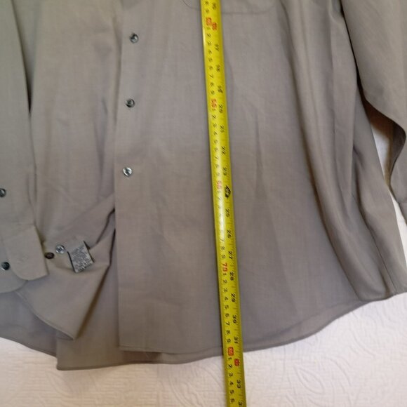 Savile Row Dress Shirt Button-UpSize 18 34/35 Mens Gray Long Sleeve Cotton Blend - Picture 4 of 6